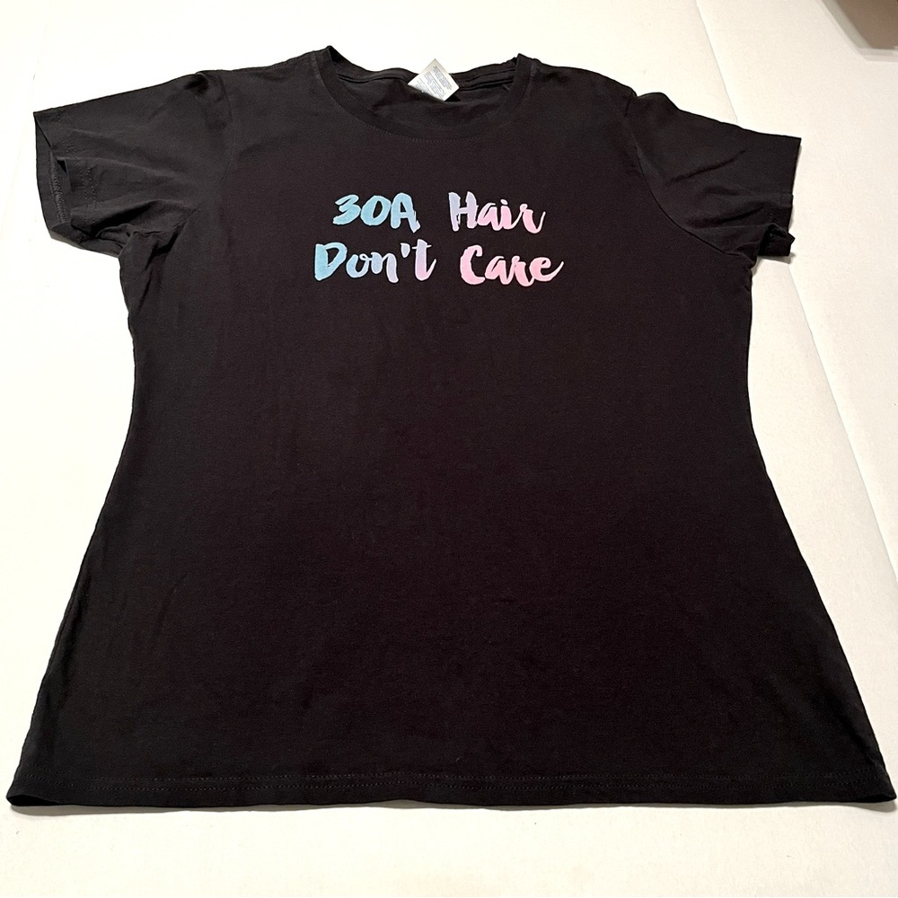 30A Hair Don’t Care Womens Size Medium Black Fitted Short Sleeve Shirt Florida